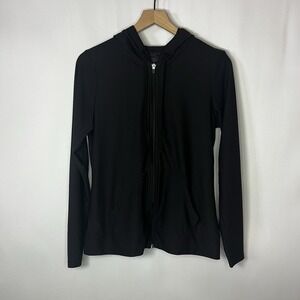 Tek Gear Jacket Women Size Medium Black DryTech Full‎ Zip Hooded Long Sleeve